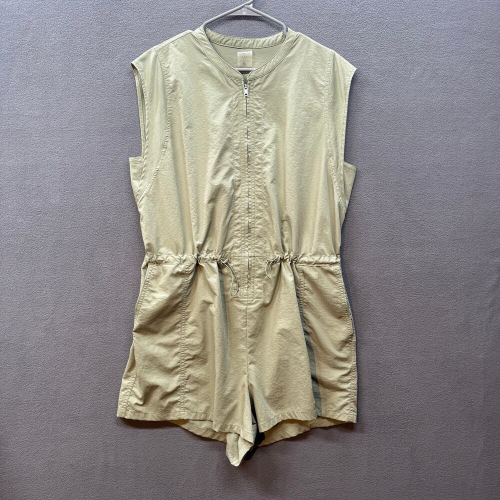 Calia Utility Romper Playsuit Womens XL Green Front Zip Sleeveless Pockets